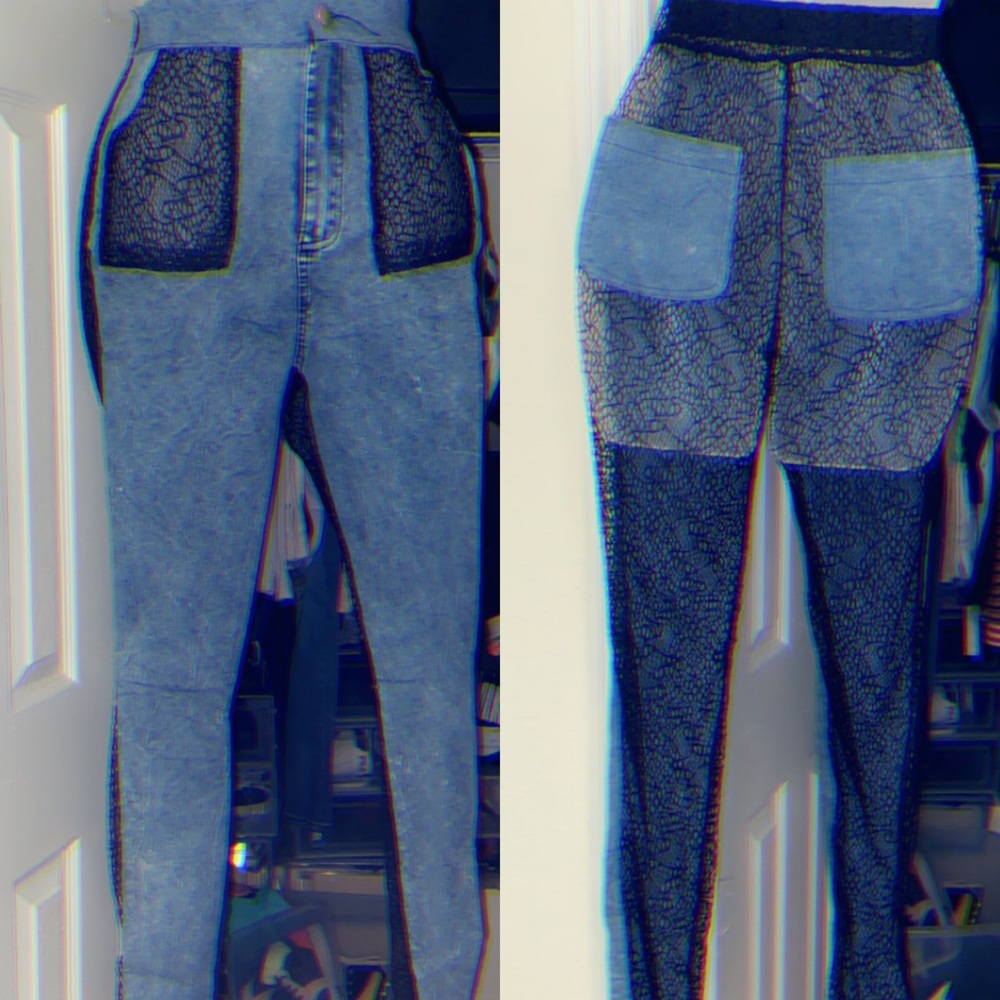 Trendy see through back jeans